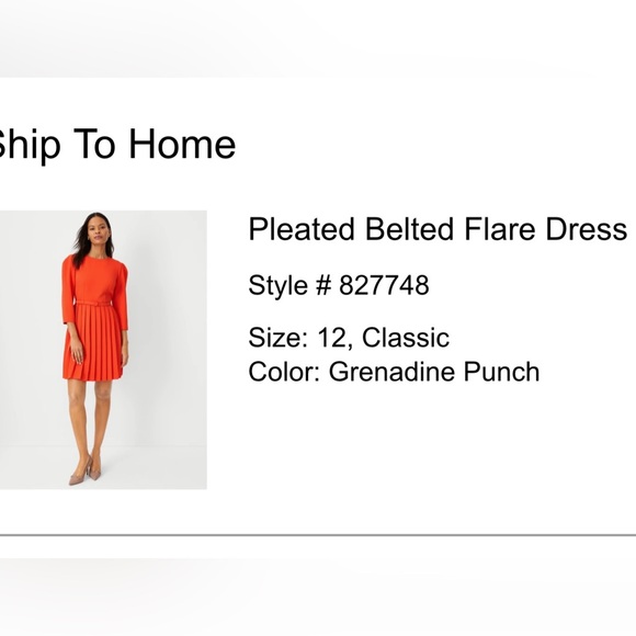Ann Taylor Pleated Belted Orange Dress - Picture 5 of 5